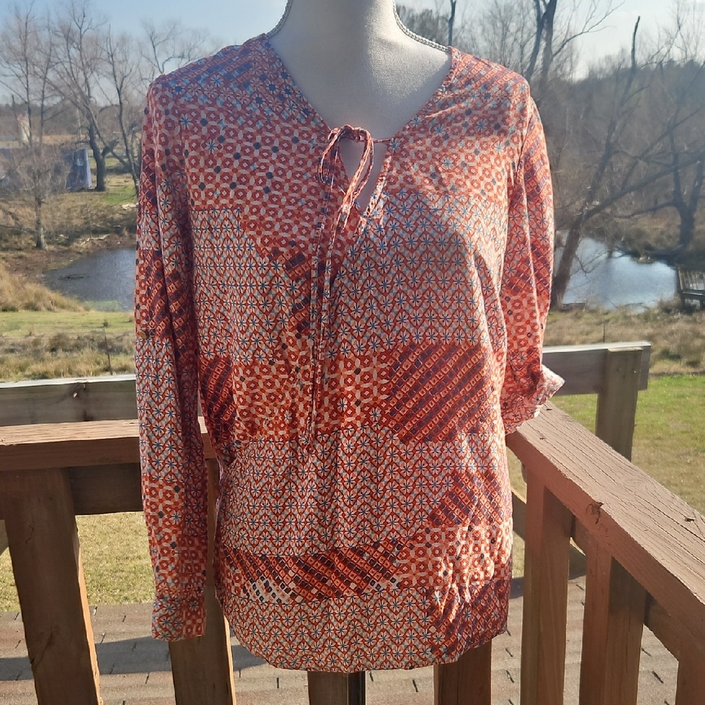 Women's Orange Patterned Top